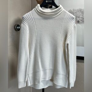 Vince Camuto White Ribbed Mock Neck Knit Sweater Size Small